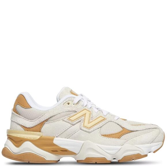 New Balance 9060 Big Kids Shoes (Sea Salt Tan Yellow, 5)
